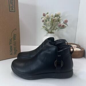 Kuru Tempo Water Resistant Leather Ankle Boot Comfort Jet Black Women 9M TriedOn